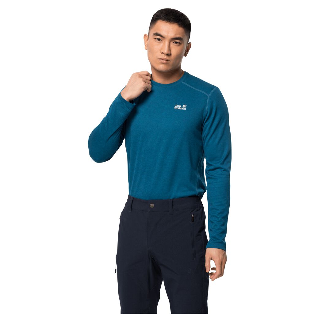 Jack Wolfskin SKY RANGE LONGSLEEVE μπλουζακια ανδρικα βαθυ μπλε | GR6644285